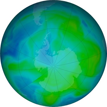 Antarctic ozone map for 2025-02-14